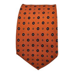 PETRONIUS 1926 Orange Geometric Silk Tie HANDMADE ITALY 62"/ 3.5" EC